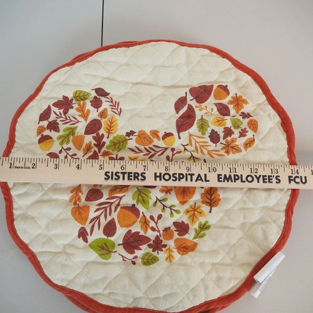 Disney Celebrate Together Fall Quilted Placemats Set‎ of 4 Hidden Mickey Autumn